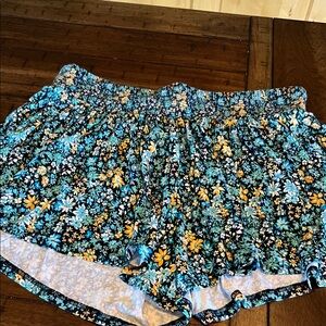 Terra & Sky Floral Women's Athletic Skorts - Blue and Yellow